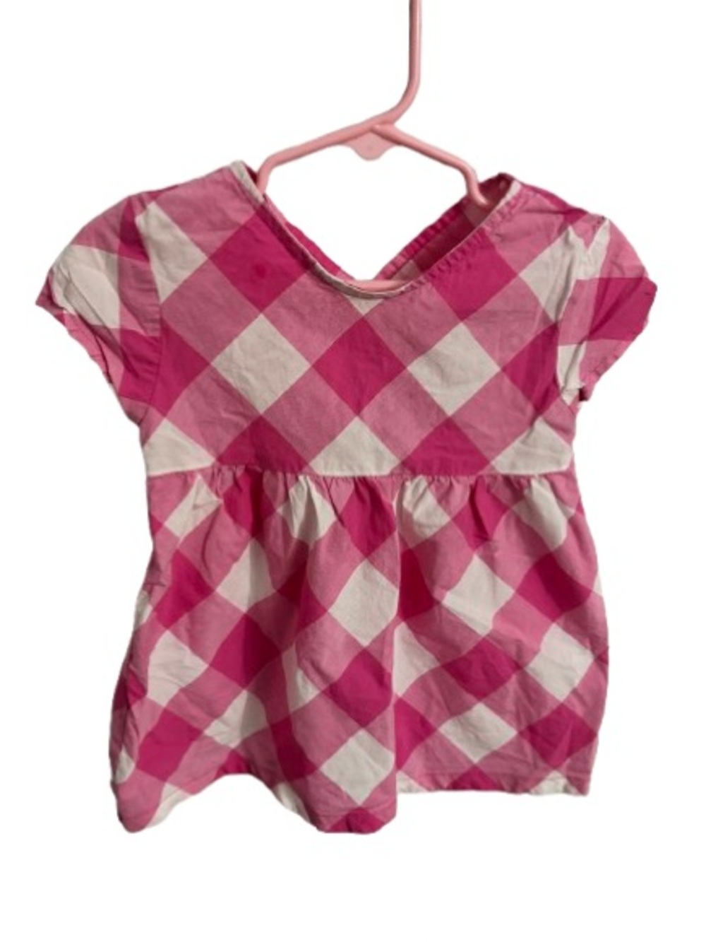 Carter's Pink and White Gingham Short Sleeve Top